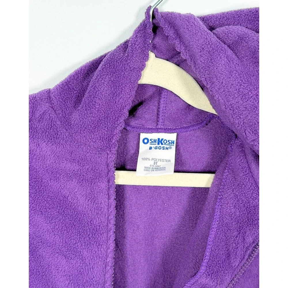 OshKosh Bgosh Girls 3T Purple Fleece Hoodie Butterfly Denim Trim Jacket